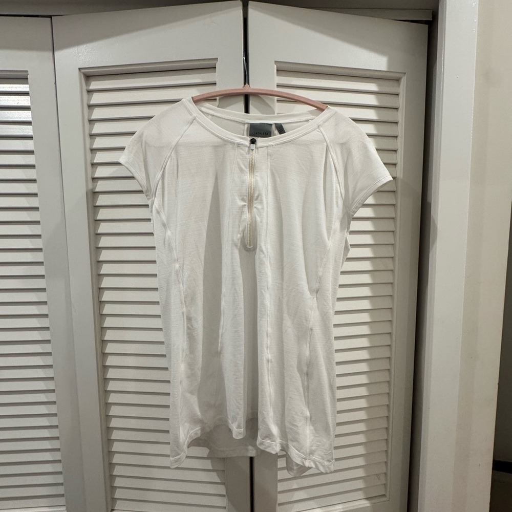 Athleta Pacifica UPF 1/4 Zip Tank - Large White